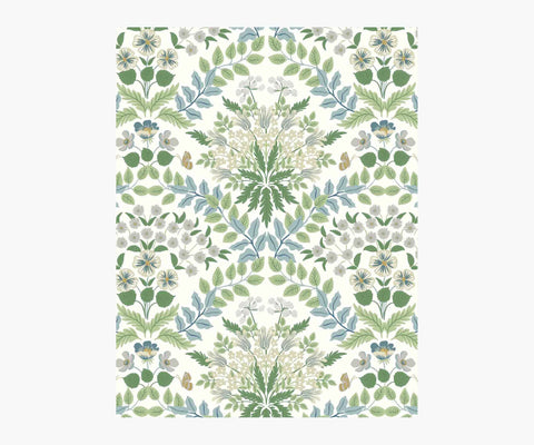 Bramble Wallpaper Sample - Blue & Green