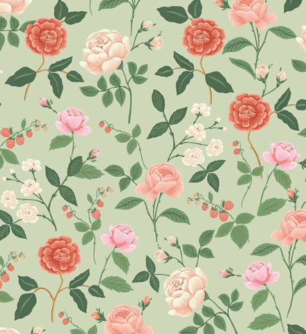 Roses Wallpaper - Mint