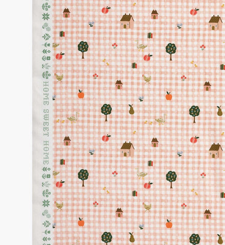 Farmhouse Gingham Cotton Fabric - Pink