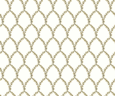 Laurel Wallpaper - Metallic Gold & White