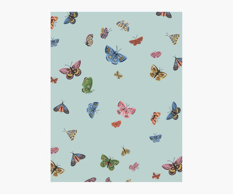 Butterfly House Wallpaper Sample - Light Blue
