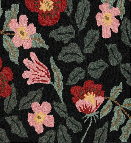 Minnie Primrose Wool-Hooked Rug -  Black Multi