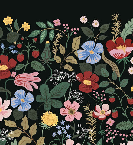 Strawberry Fields Peel & Stick Mural - Black