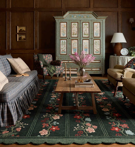 Thistle Wool Hooked Rug - Forest