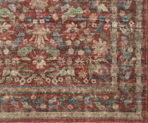 Courtyard Eve Printed Rug - Crimson