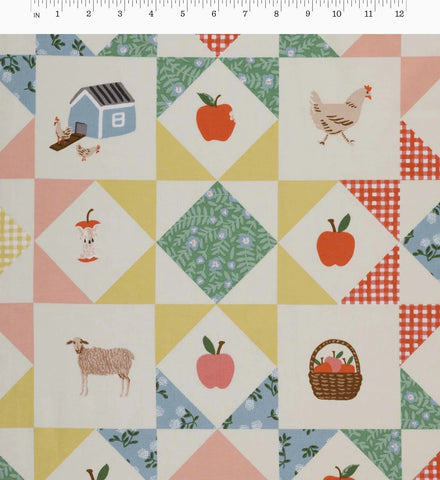 Farmhouse Quilt Cotton Fabric - Multi
