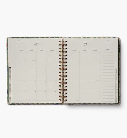 2026-2027 17-Month Academic Hardcover Spiral Planner - Garden Study
