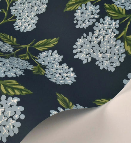 Hydrangea Wallpaper - Navy