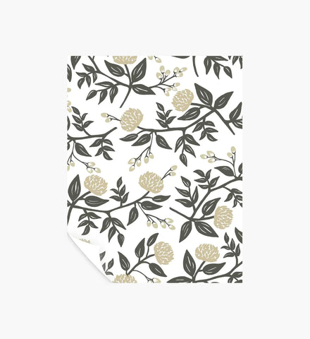 Peonies Peel & Stick Wallpaper Sample - White