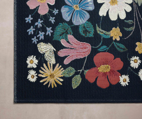 Perennial Strawberry Fields Power Loomed Rug - Black