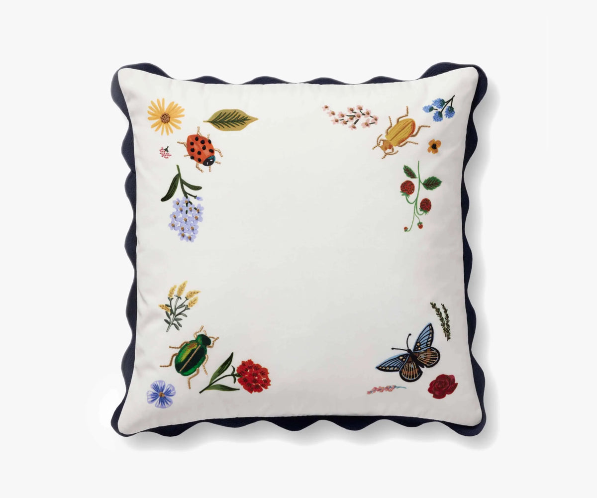 Curio Vignette Embroidered Pillow - White