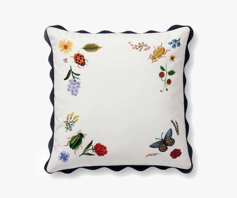 Curio Vignette Embroidered Pillow - White