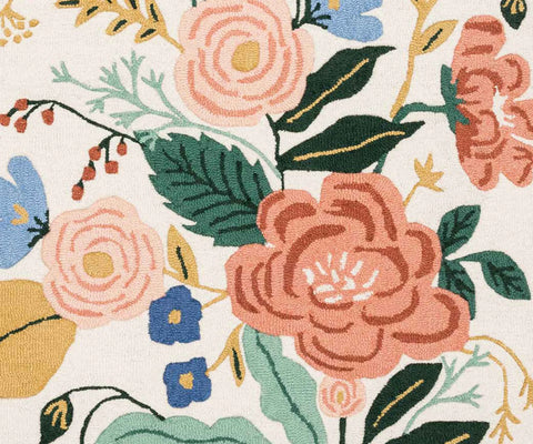Les Fleurs Floral Vines Wool-Hooked Rug - Ivory