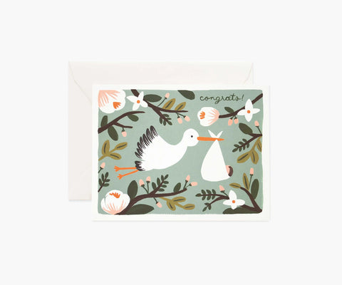 Congrats Stork Baby Card - Single Card