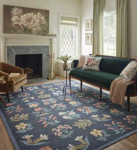 Rosa Hawthorne Power Loomed Rug - Navy
