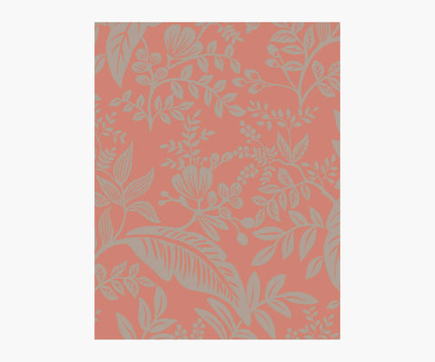Canopy Wallpaper Sample - Rose & Metallic Silver