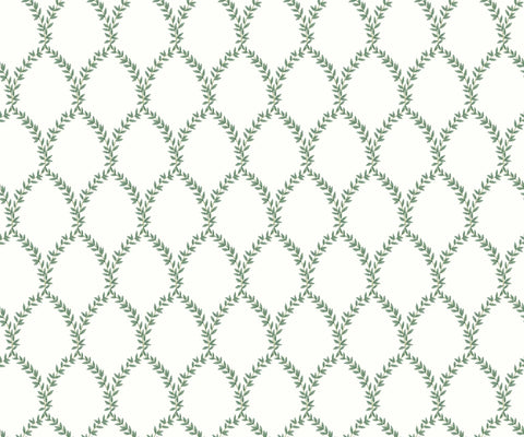 Laurel Wallpaper - Green & White