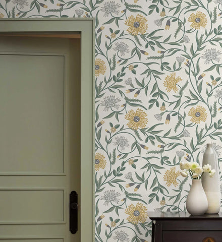 Aster Wallpaper - Linen & Gold