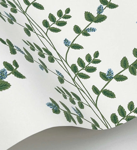 Climbing Vines Wallpaper - White & Blue