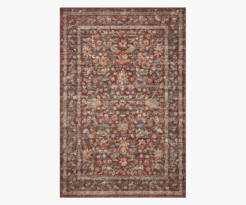 Courtyard Eve Printed Rug - Crimson