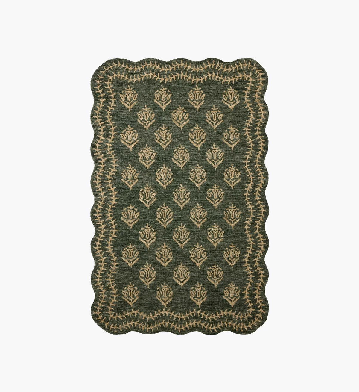 Lisette Wool Hooked Rug - Forest & Oatmeal