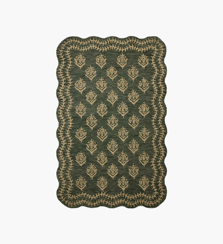 Lisette Wool Hooked Rug - Forest & Oatmeal