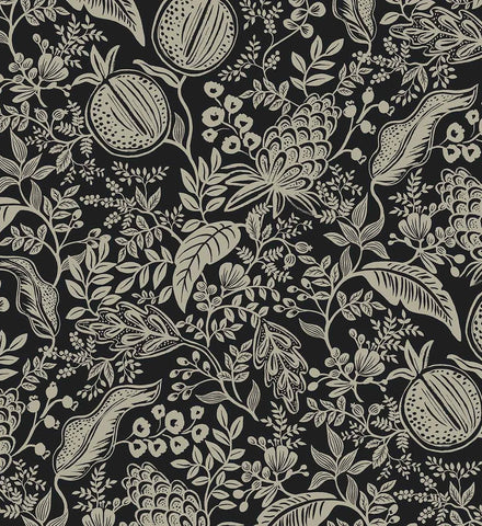 Pomegranate Wallpaper - Black & Linen