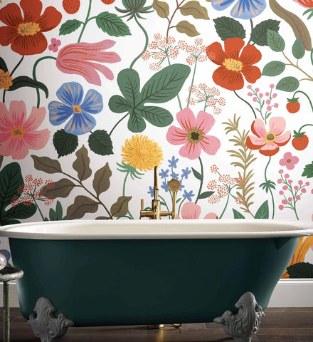 Strawberry Fields Peel & Stick Mural - White