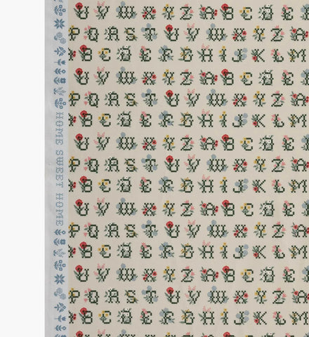 Cross Stitch Letters Cotton Fabric - Linen