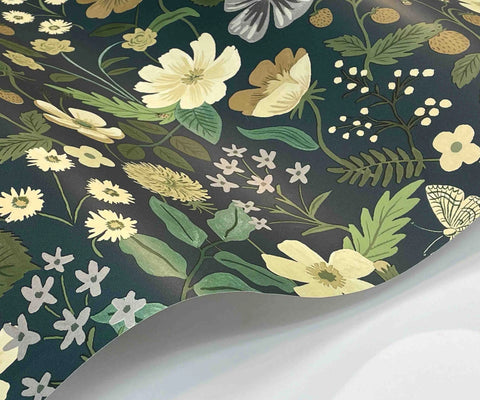 Strawberry Fields Wallpaper Sample - Teal