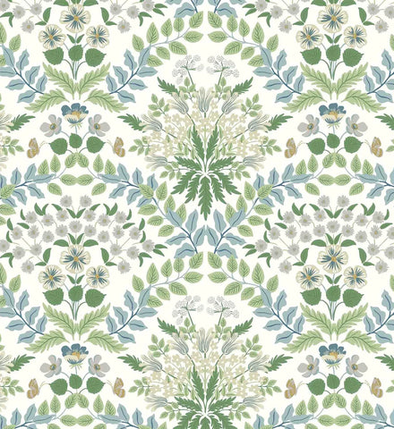 Bramble Wallpaper - Blue & Green