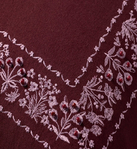 Estee Border Embroidered Pillow - Mulberry