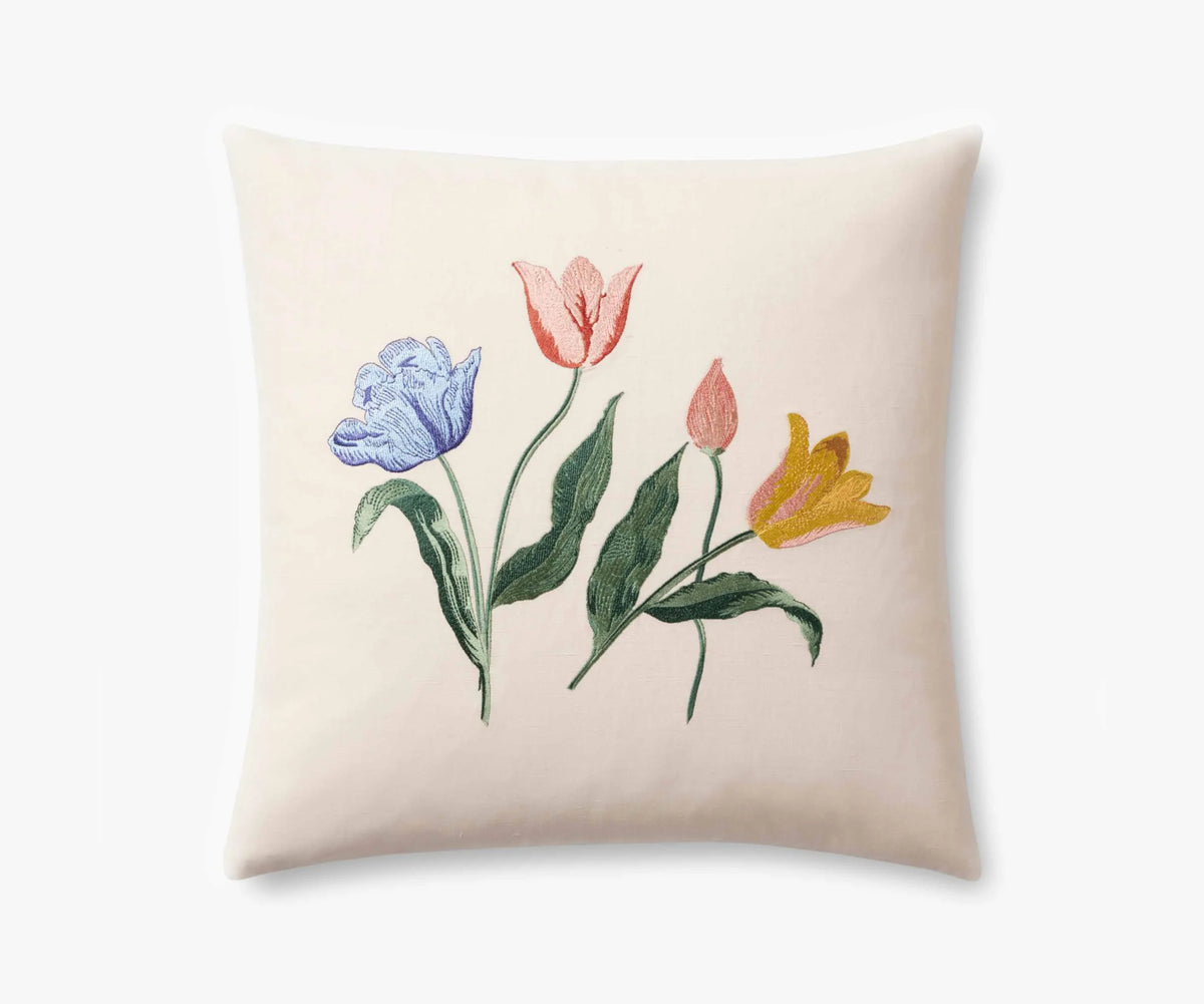 Tulips Embroidered Pillow - Multi