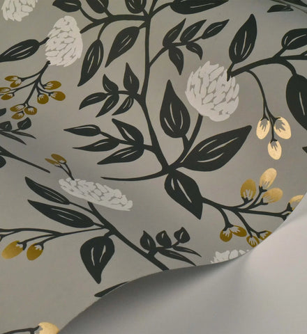 Peonies Wallpaper - Grey