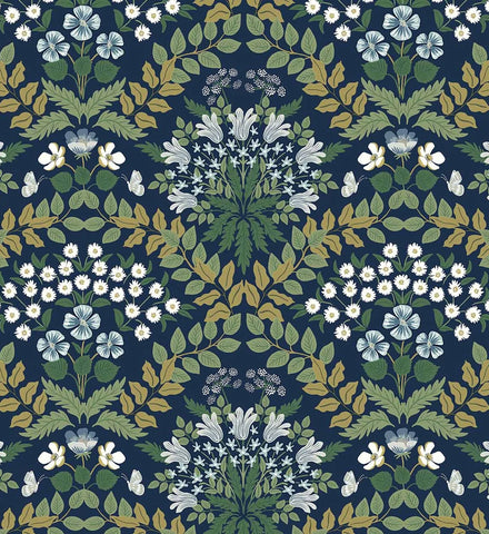 Bramble Wallpaper - Navy