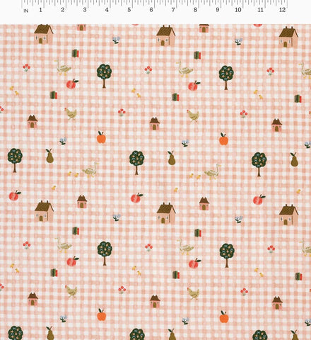 Farmhouse Gingham Cotton Fabric - Pink