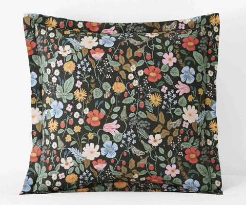 Percale Sham - Strawberry Fields Black