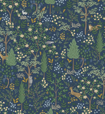 Woodland Peel & Stick Wallpaper - Navy