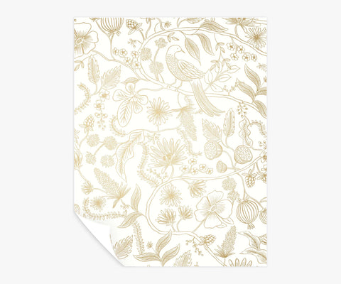Aviary Peel & Stick Wallpaper Sample - Metallic Gold & Cream