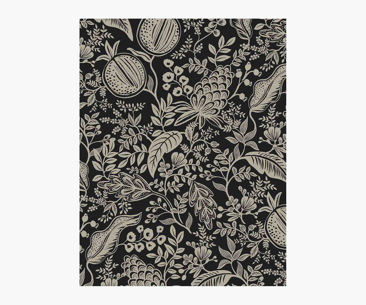 Pomegranate Wallpaper Sample - Black & Linen