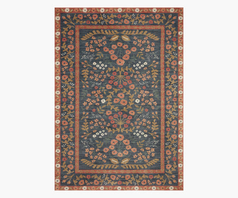 Fiore Florence Power Loomed Rug - Navy & Rust