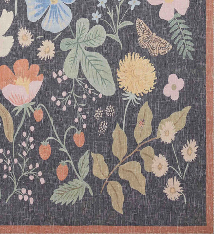 Cotswolds Strawberry Fields Power Loomed Rug - Black
