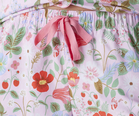 Poplin Button Front Short Set - Strawberry Fields