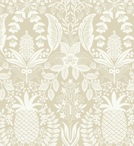 Pineapple Damask Wallpaper - Linen