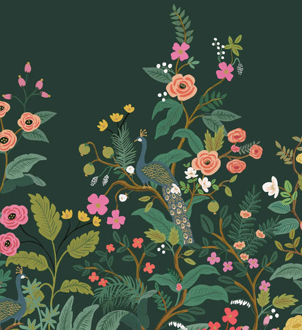 Peacock Wallpaper Mural - Emerald