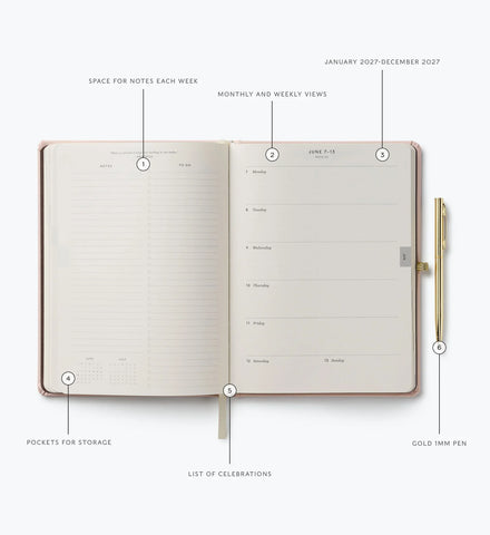 2027 12-Month Hardcover Planner with Pen - Paisley