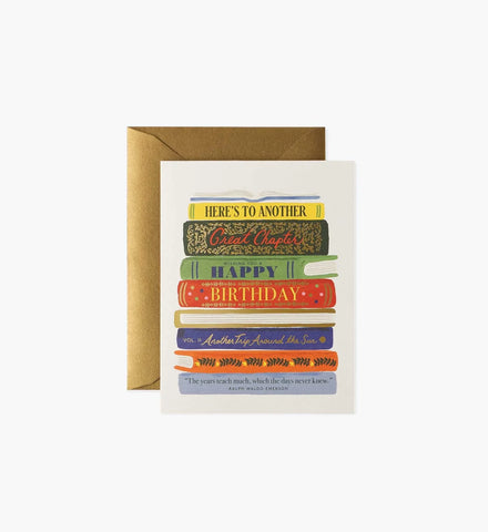 Book Stack Birthday Card - Single Card
