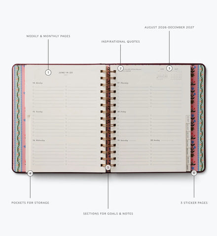 2026-2027 17-Month Academic Covered Spiral Planner - Ladies Night Book Club
