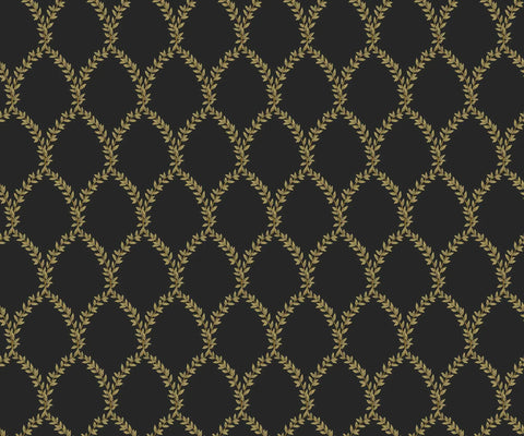 Laurel Wallpaper - Metallic Gold & Black