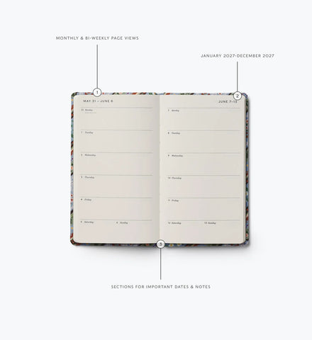 2027 12-Month Hardcover Pocket Planner - Paisley